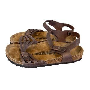 Birkenstock Bali Sandals Womens 41 Ankle Strap Brown Leather  Footbed US 10